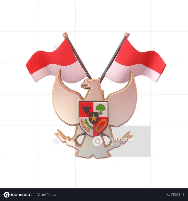 Indonesian Garuda Pancasila Theme  3D Icon