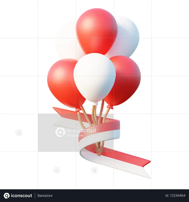 인도네시아 독립기념일 풍선  3D Icon