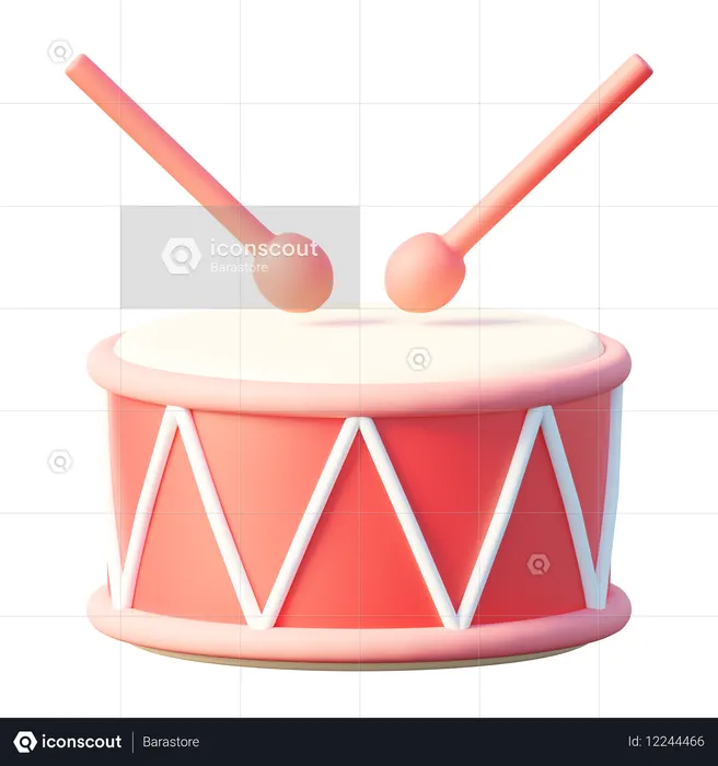 Indonesian Independence Day Drum Drumstick  3D Icon