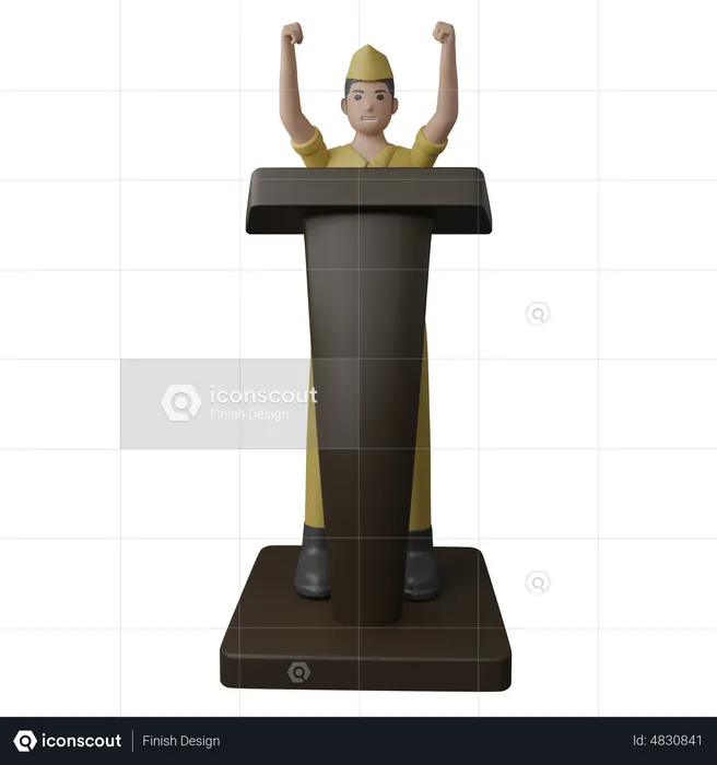 Indonesian man doing announcement on podium  3D Illustration