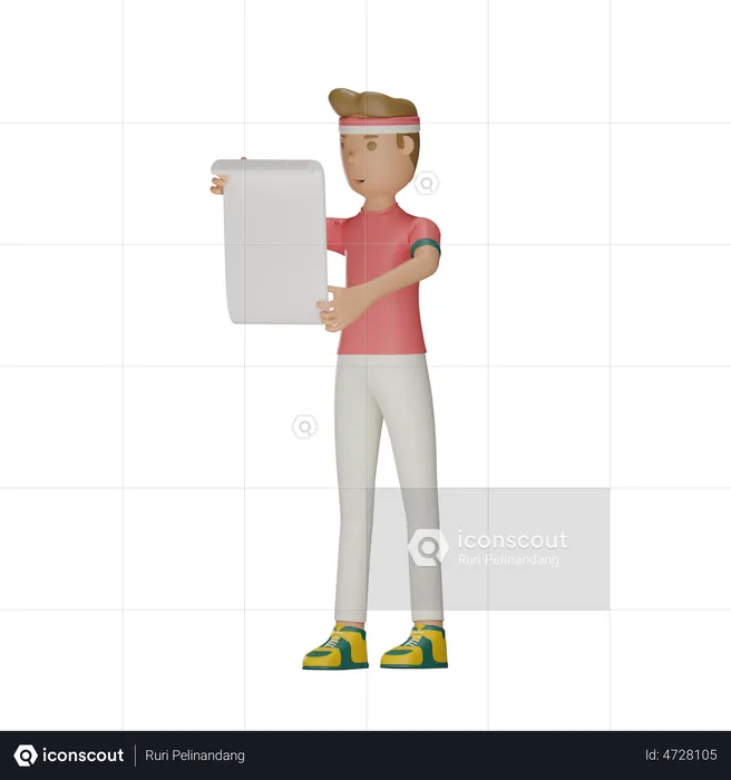 Indonesian Man Holding placard  3D Illustration