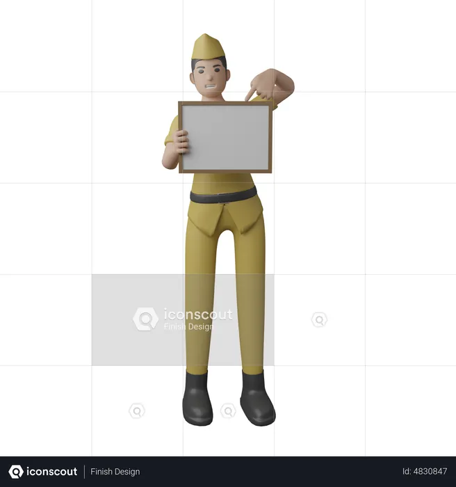 Indonesian Man Holding placard  3D Illustration