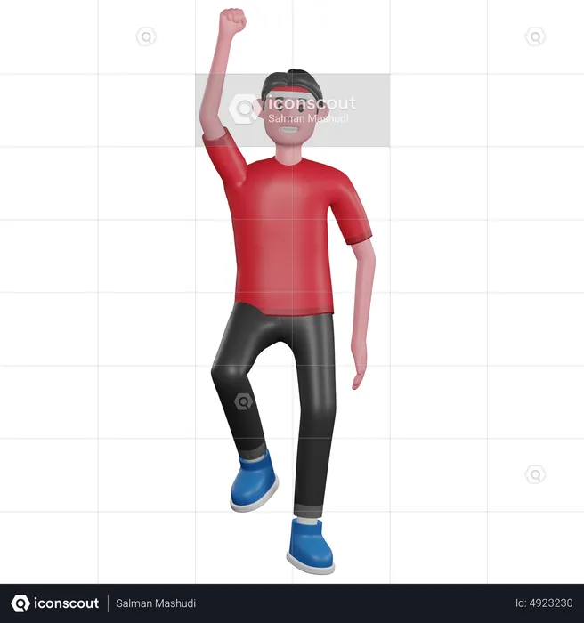 Indonesian man jumping  3D Illustration