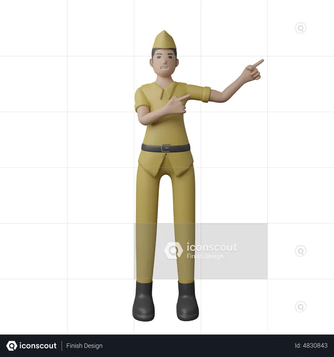 Indonesian man pointing fingers on left side  3D Illustration