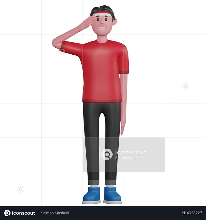 Indonesian Man saluting  3D Illustration