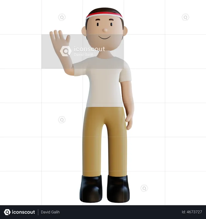 Indonesian man waiving hand  3D Illustration