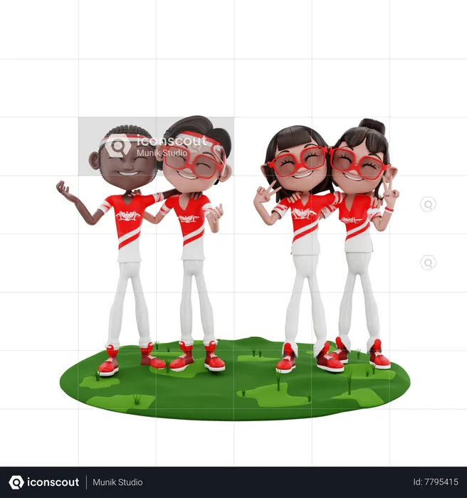 Indonesian people Celebrating Indonesia Independence Day  3D Illustration