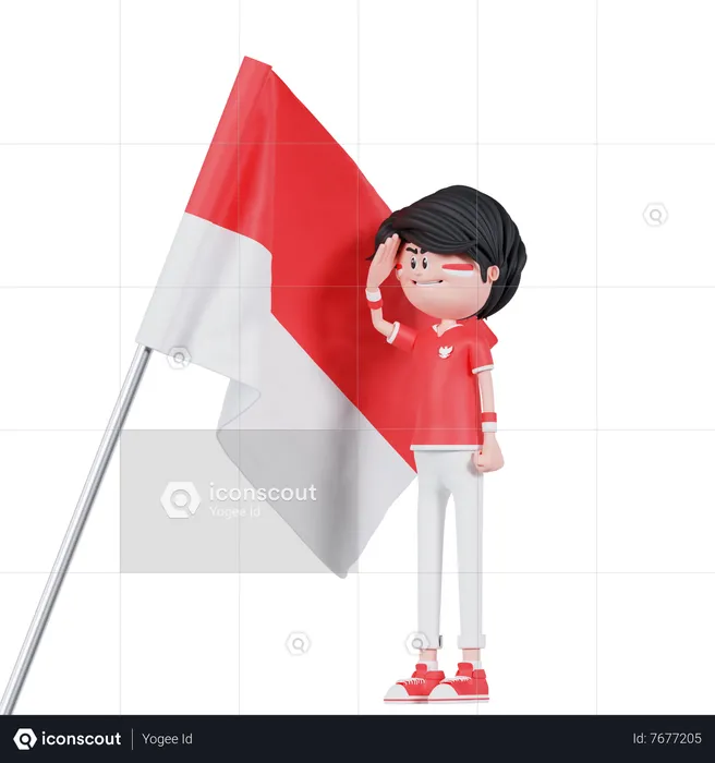 Indonesian People Is Saluting  3D Illustration