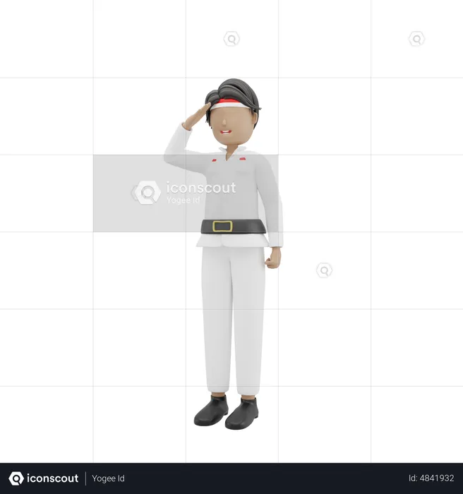 Indonesian People Saluting On Independence Day  3D Illustration