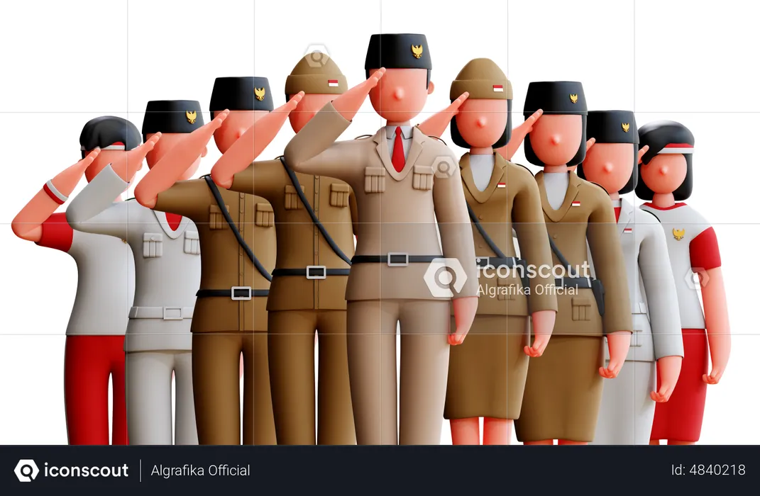 Indonesian Saluting On Independence Day  3D Illustration