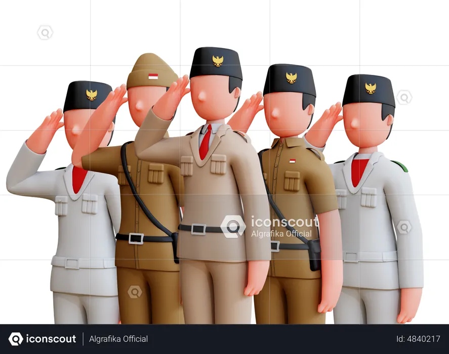 Indonesian Saluting On Independence Day  3D Illustration