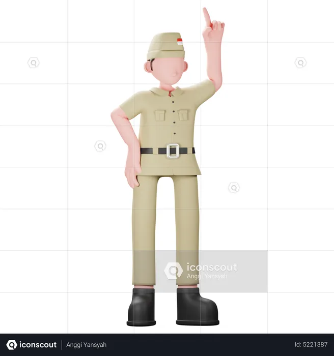 Indonesian veteran taking pledge  3D Illustration