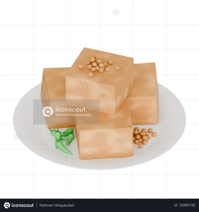 Indonesisches Essen: Gebratener Tofu mit Cayenne-Pfeffer  3D Icon