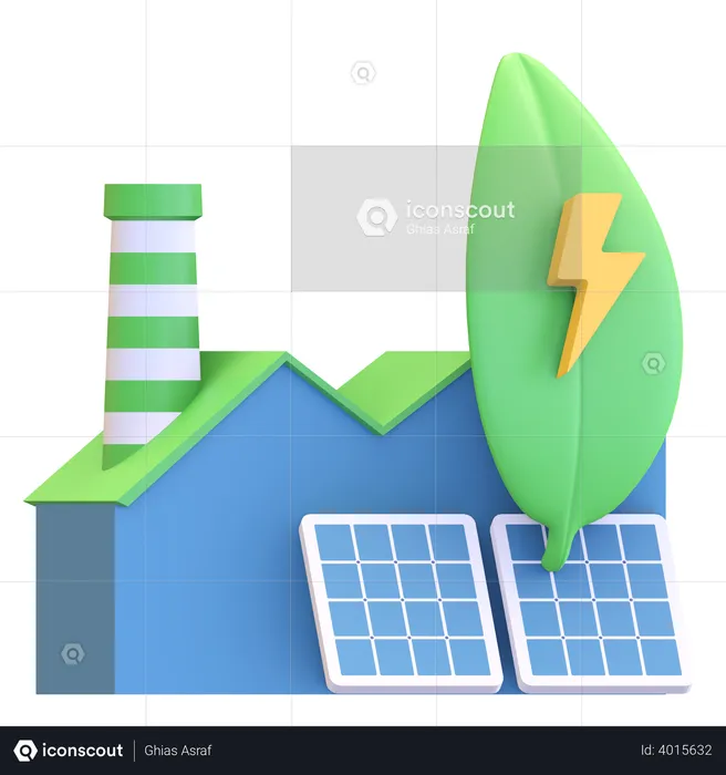 Industry with solar panel  3D Illustration