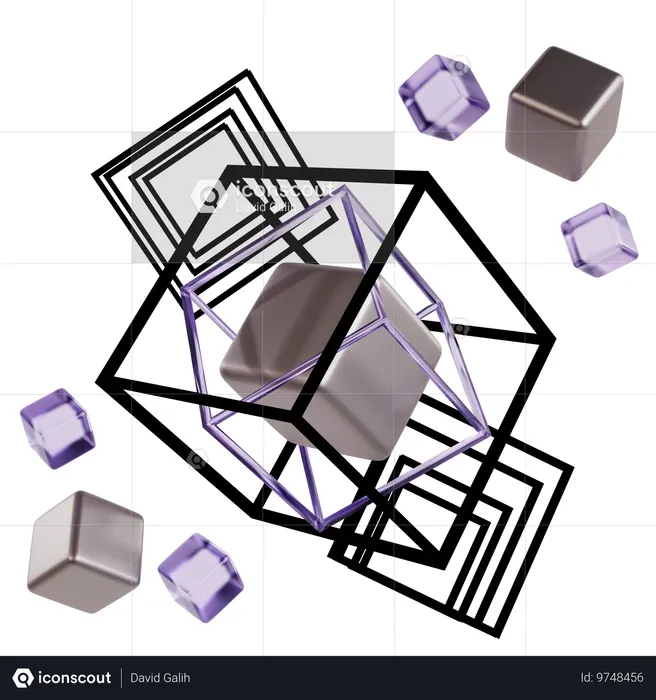 Ineinander greifende Würfel abstrakt geometrisch  3D Icon