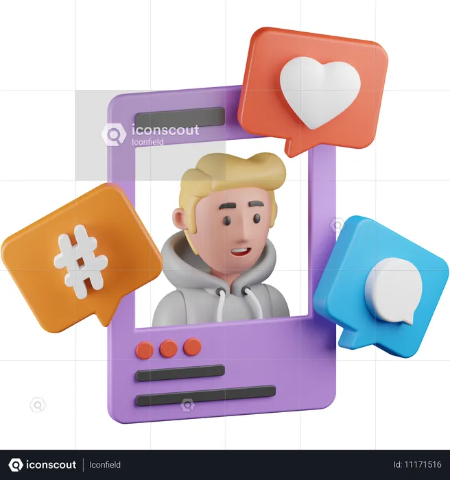 Influenciador de mídia social  3D Icon