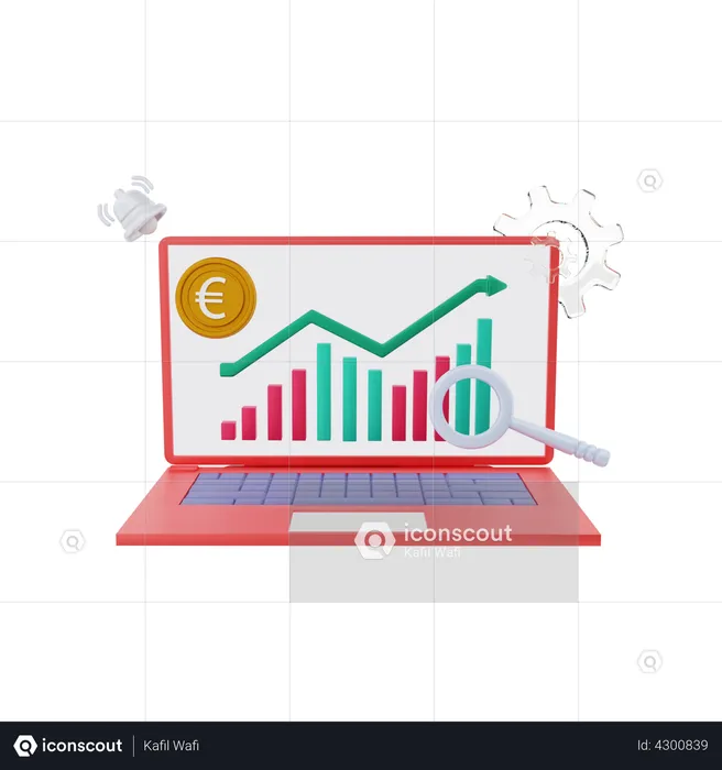 El informe de análisis del euro sube  3D Illustration