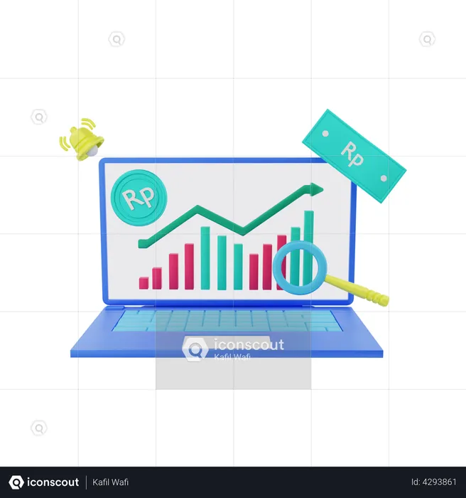 El informe de análisis de la moneda rupia aumenta  3D Illustration