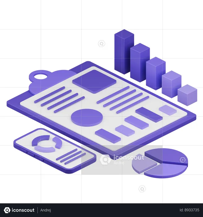 Reporte de negocios  3D Icon