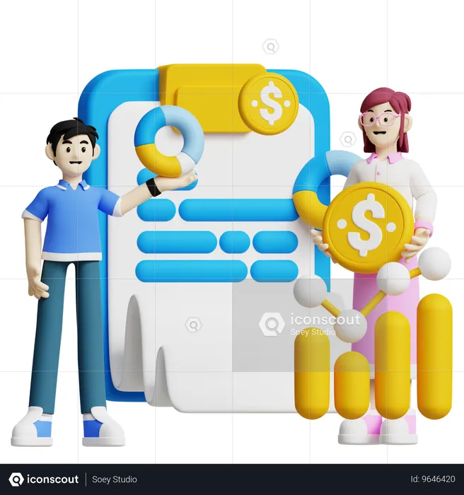 Informe financiero  3D Icon