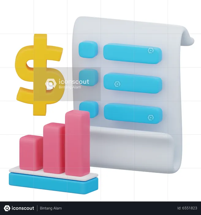 Informe financiero  3D Icon