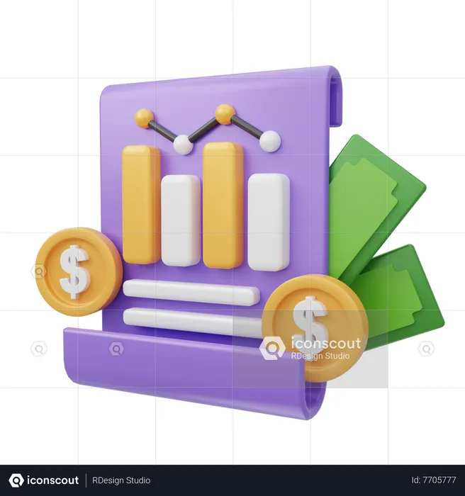 Informe financiero  3D Icon