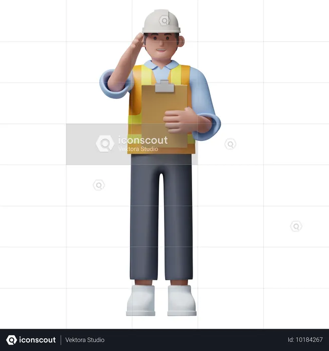 Ingénieur avec presse-papiers  3D Illustration