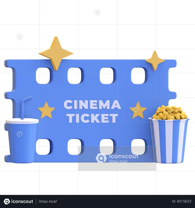 Ingresso de cinema  3D Illustration