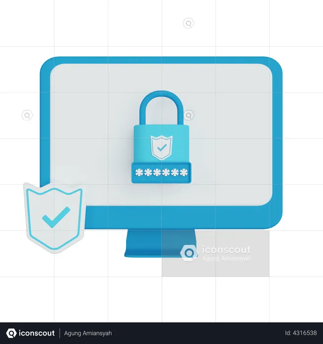 Iniciar sesión Contraseña de seguridad  3D Illustration