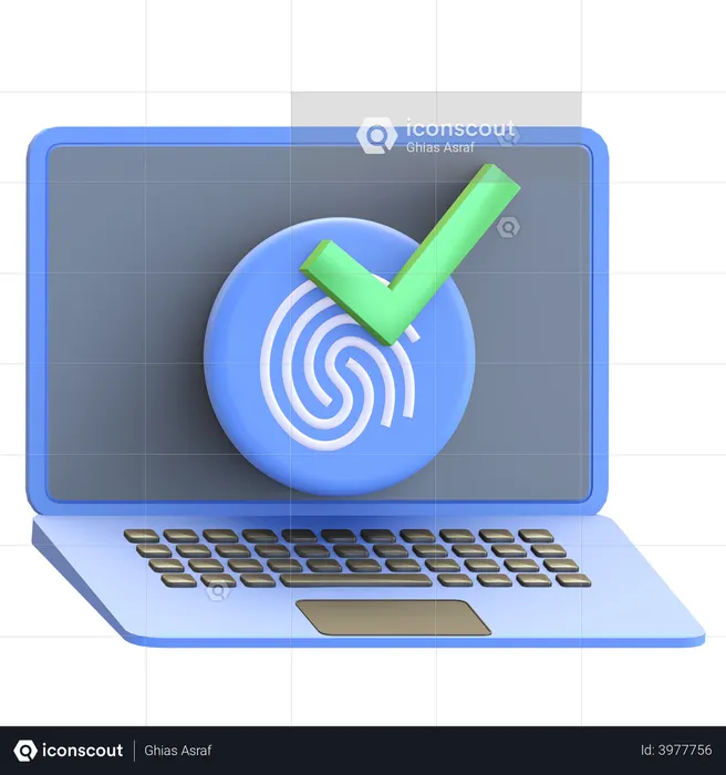 Inicio de sesión con huella digital en el portátil  3D Icon