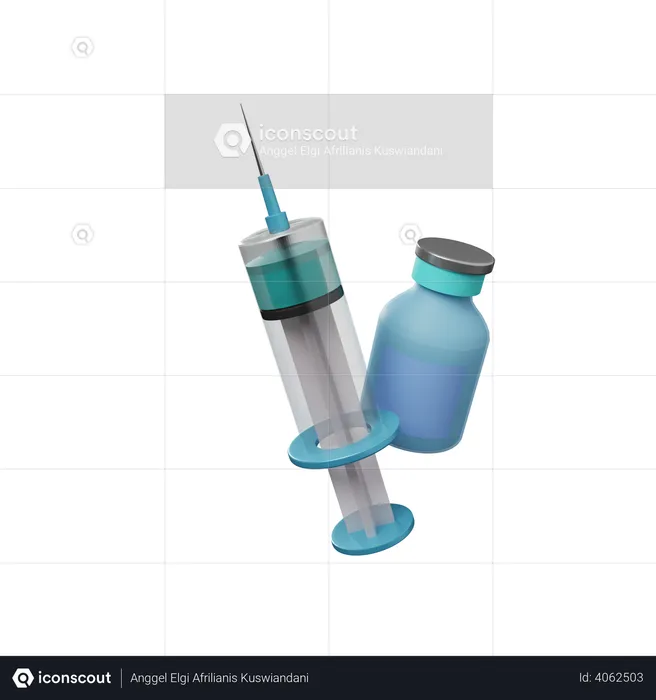Injection and vaccine bottle  3D Illustration
