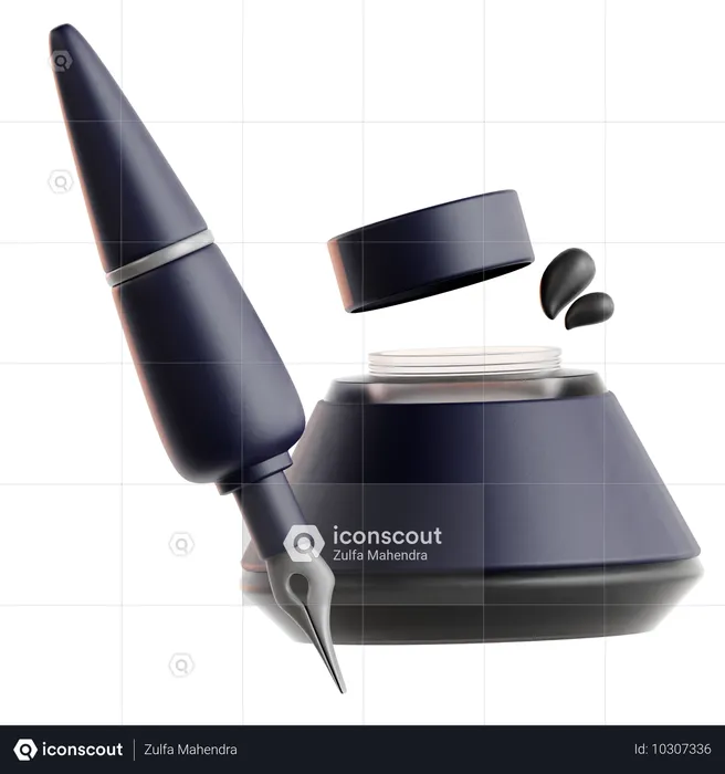 Ink Pen And Pot  3D Icon