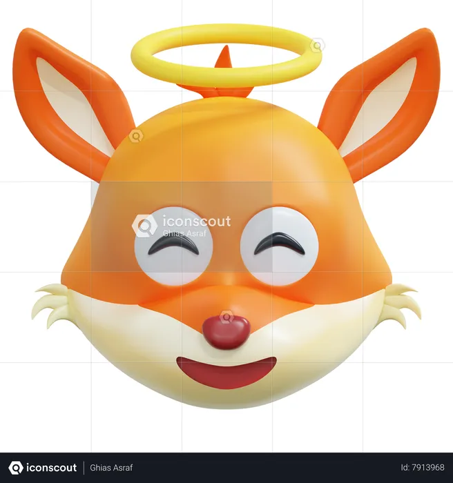 Innocent Fox Emoticon Emoji 3D Icon