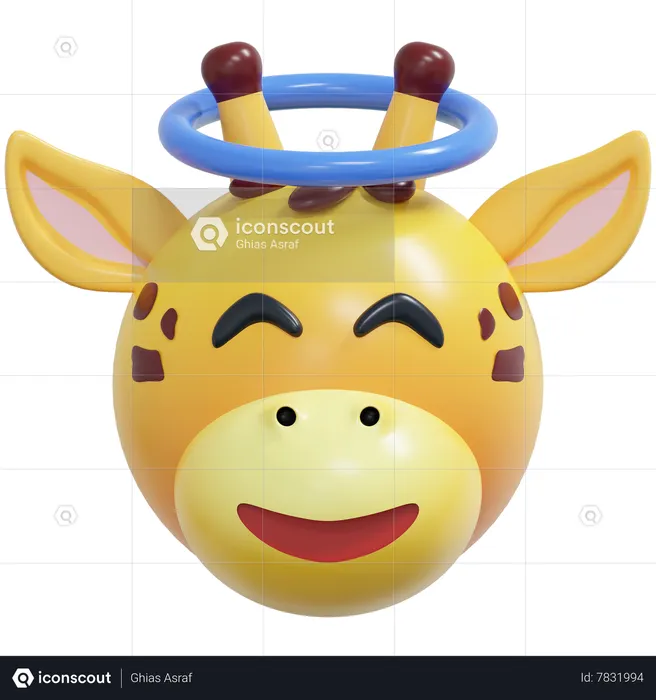Innocent Giraffe Emoticon Emoji 3D Icon