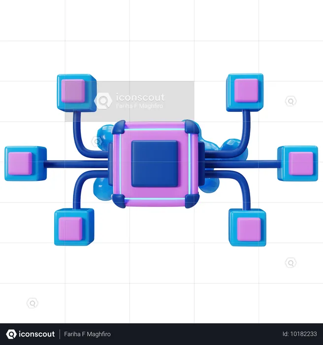 혁신적인 블록체인 네트워크 개념  3D Illustration