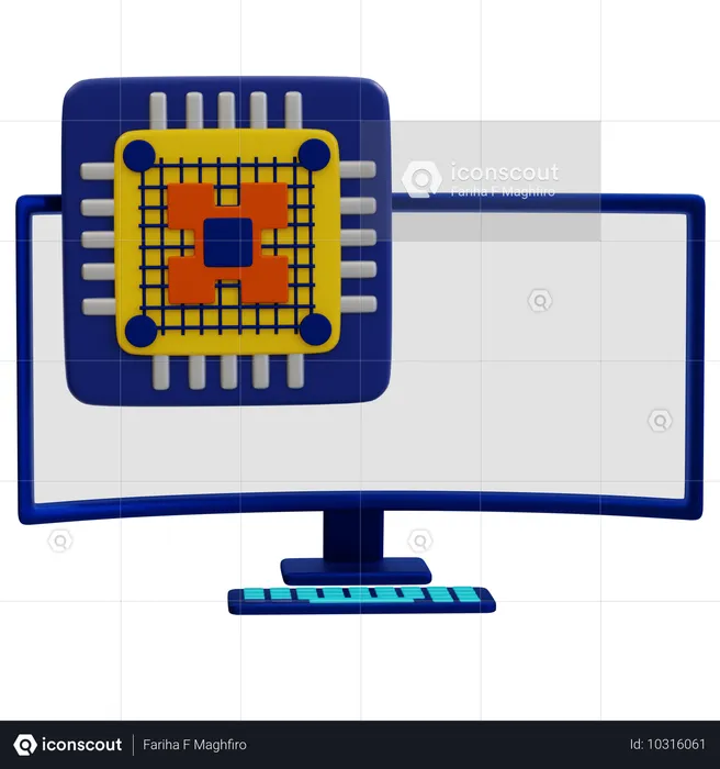 革新的なコンピュータチップ  3D Icon