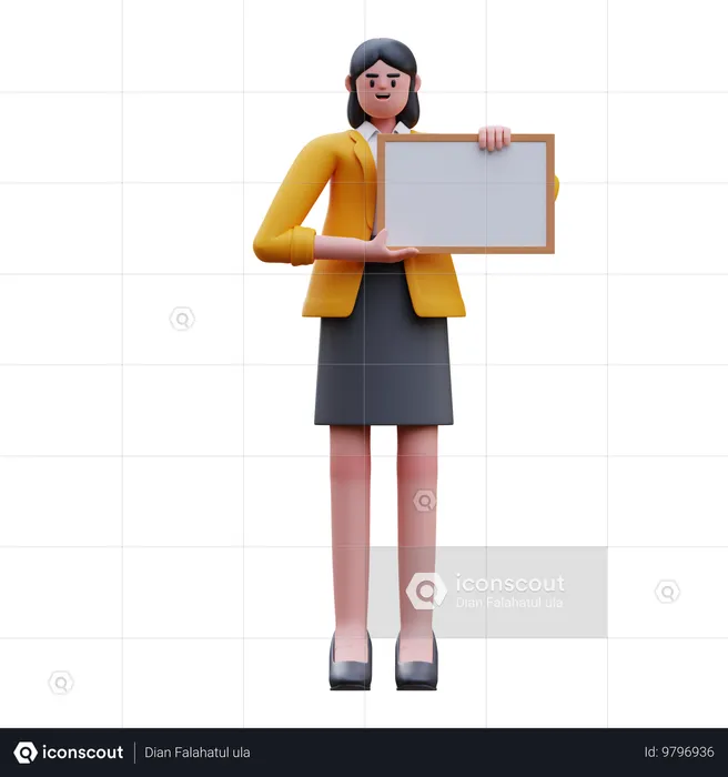 Teacher Holding Board che spiega agli studenti  3D Illustration