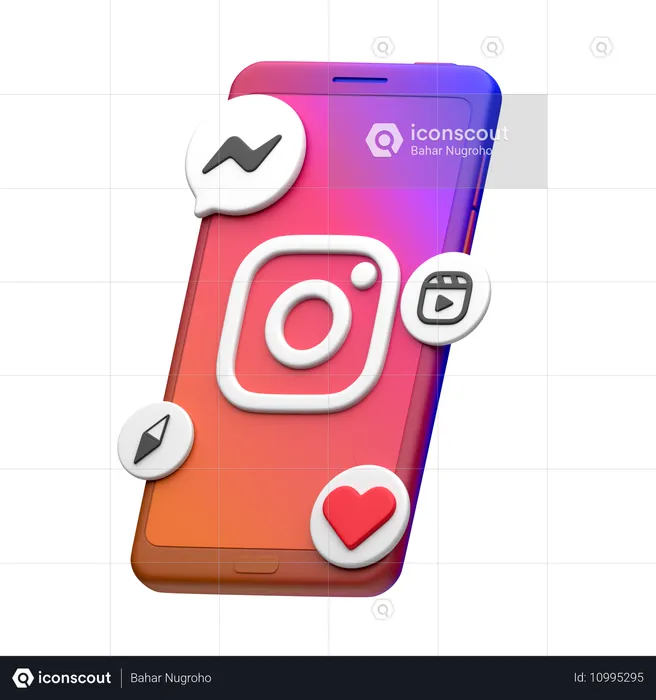 Instagram en el teléfono inteligente Logo 3D Icon