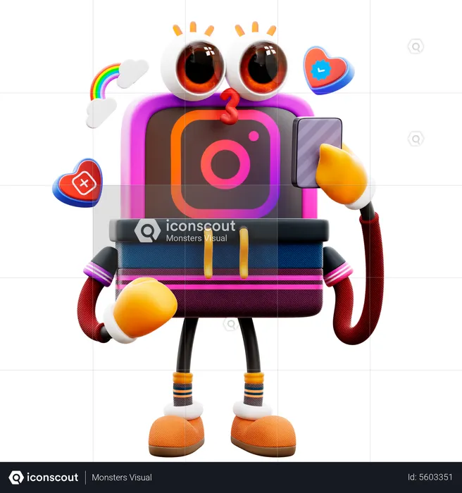 Instagram Sticker Logo 3D Illustration