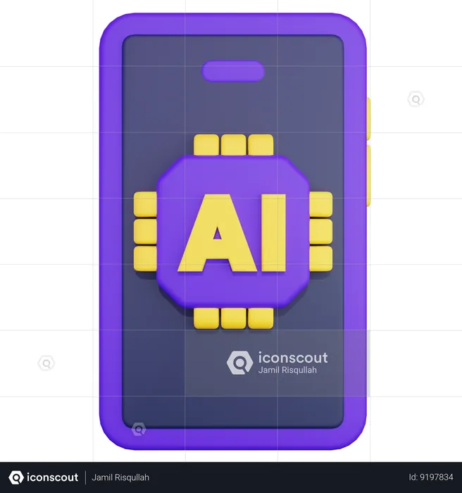 Teléfono inteligente con inteligencia artificial  3D Icon