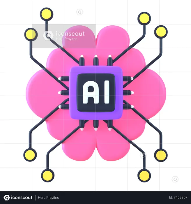 Cerveau d'intelligence artificielle  3D Icon