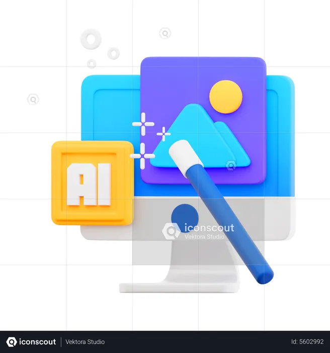 Traitement d'images par intelligence artificielle  3D Icon