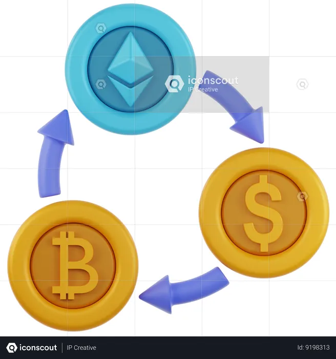 Intercambio de bitcoins  3D Icon