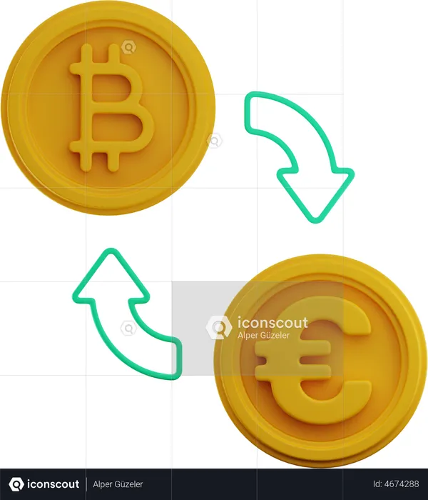 Cambio bitcoin a euro  3D Illustration