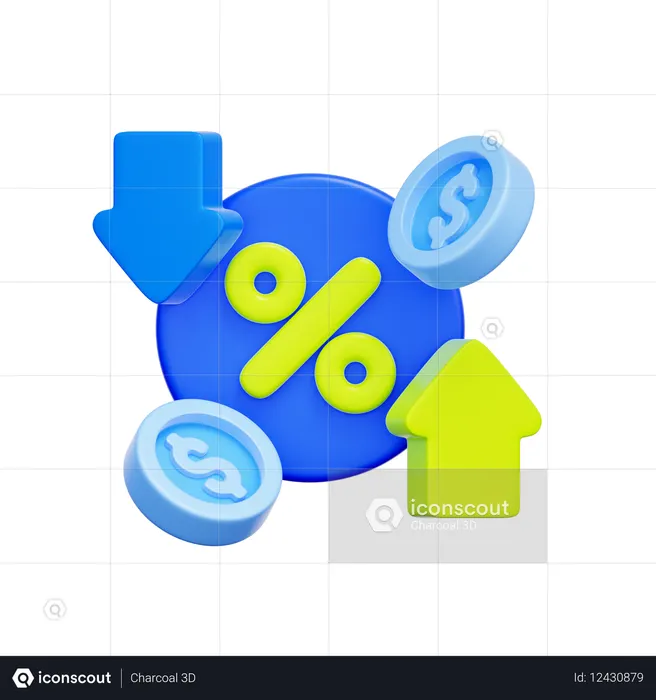 Interest Rate Fluctuation  3D Icon