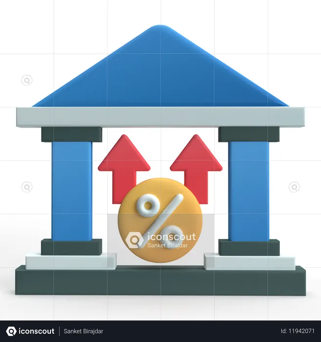 금리 인상  3D Icon