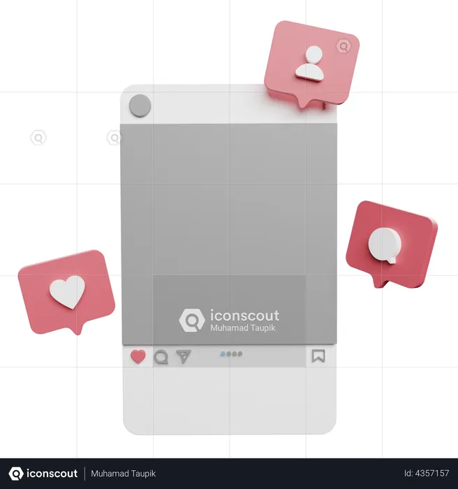 Interface de l'application de médias sociaux  3D Illustration