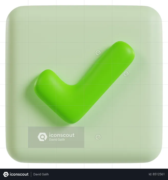 Interface do botão de confirmação verde  3D Icon