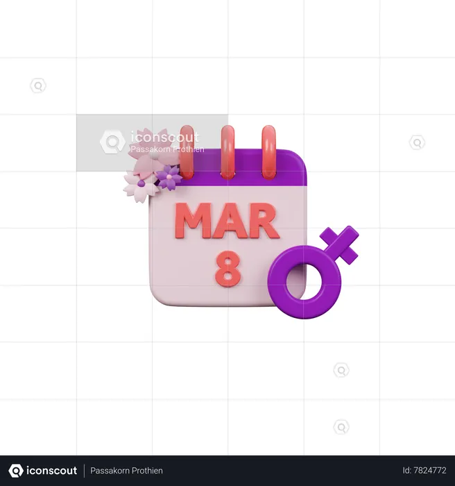 International Woman Day Calendar  3D Icon