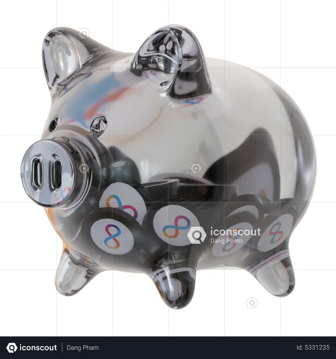 Internet Computer (ICP) Clear Glass Piggy Bank  3D Icon